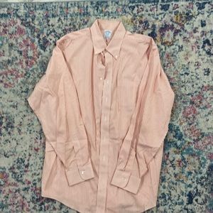 Brooks brothers Regent 171/2 x 36. Orangish/ pinkish pinstripe